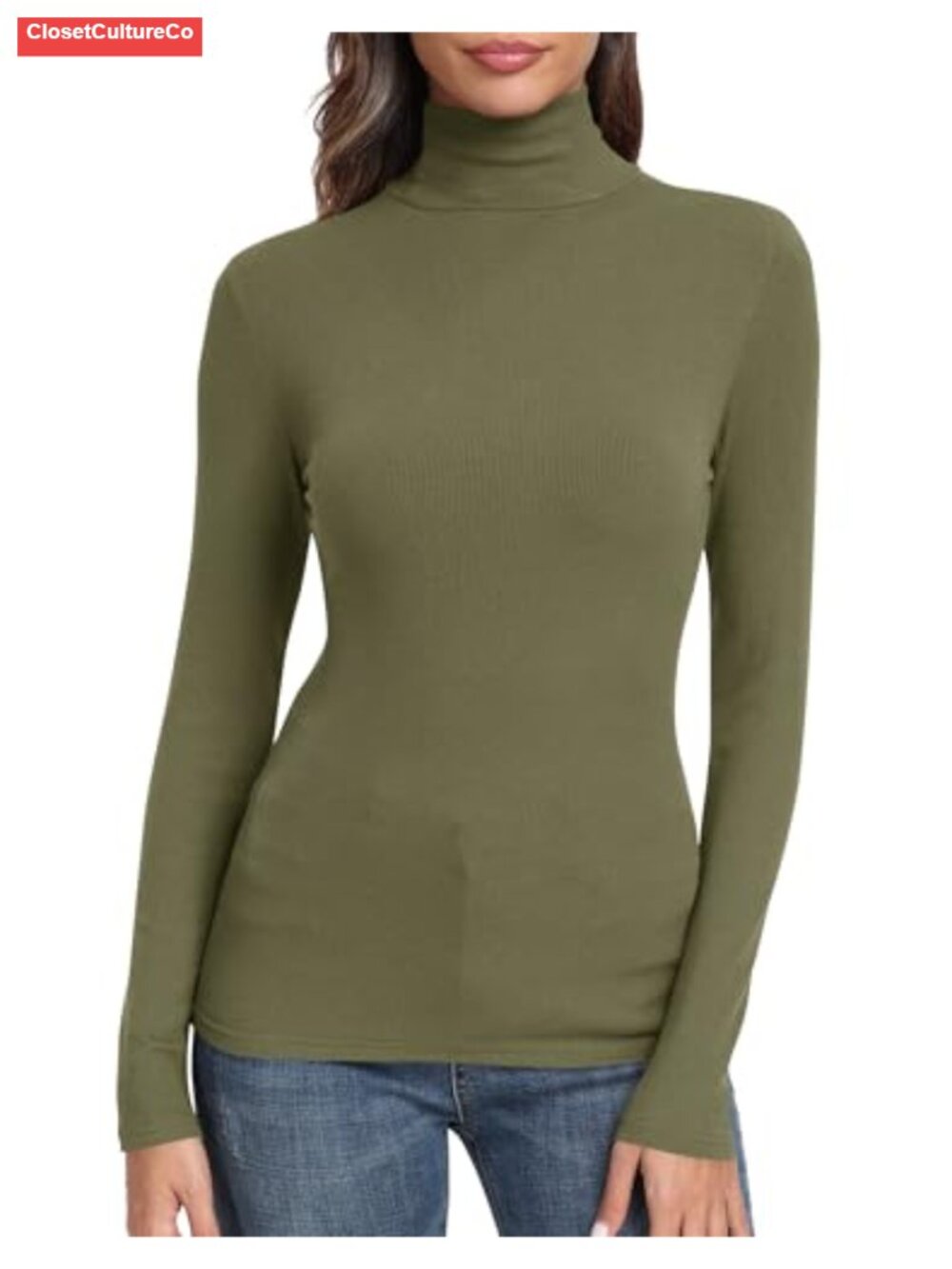 Long Sleeve Mock Neck Ribbed Knit Slim Fitted Thermal Top